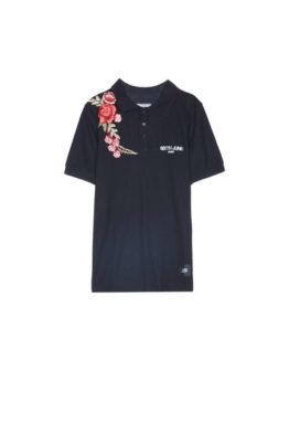 Sixth June roses embroidered Polo black Asturias