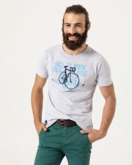 ALTONADOCK Camiseta gris manga corta con dibujo frontal "Bike to work"