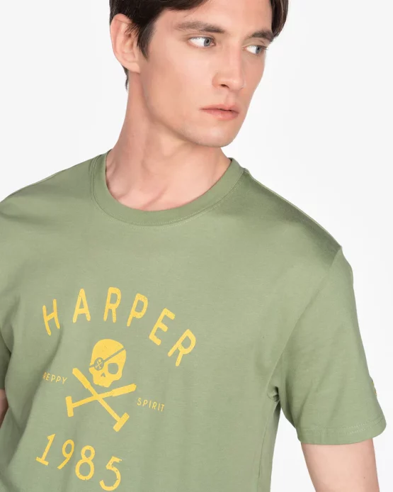 Harper&Neyer Camiseta Skull Verde Militar Claro