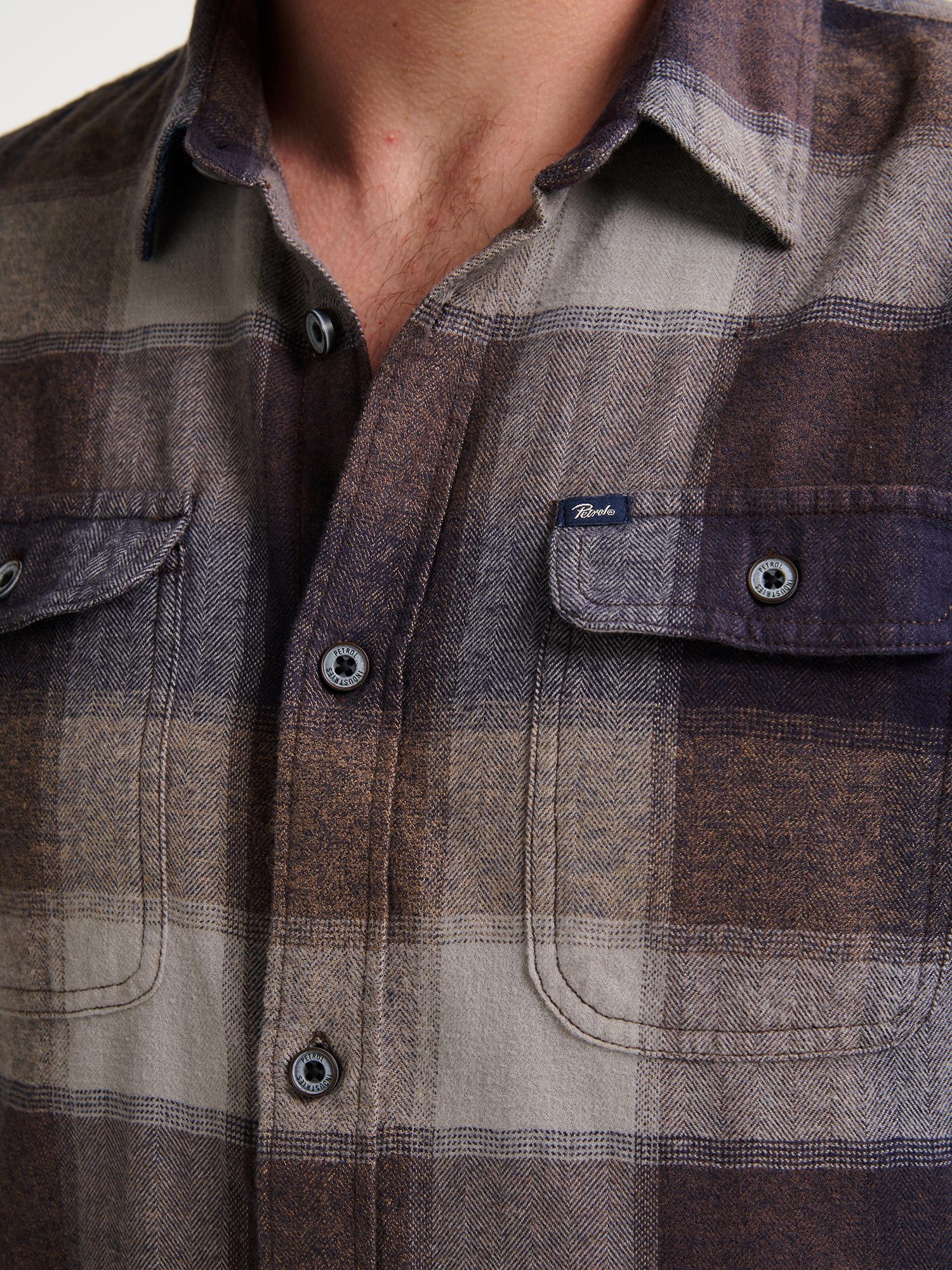 Camisa Cuadros Franela Fina Petrol Marron - Imagen 5