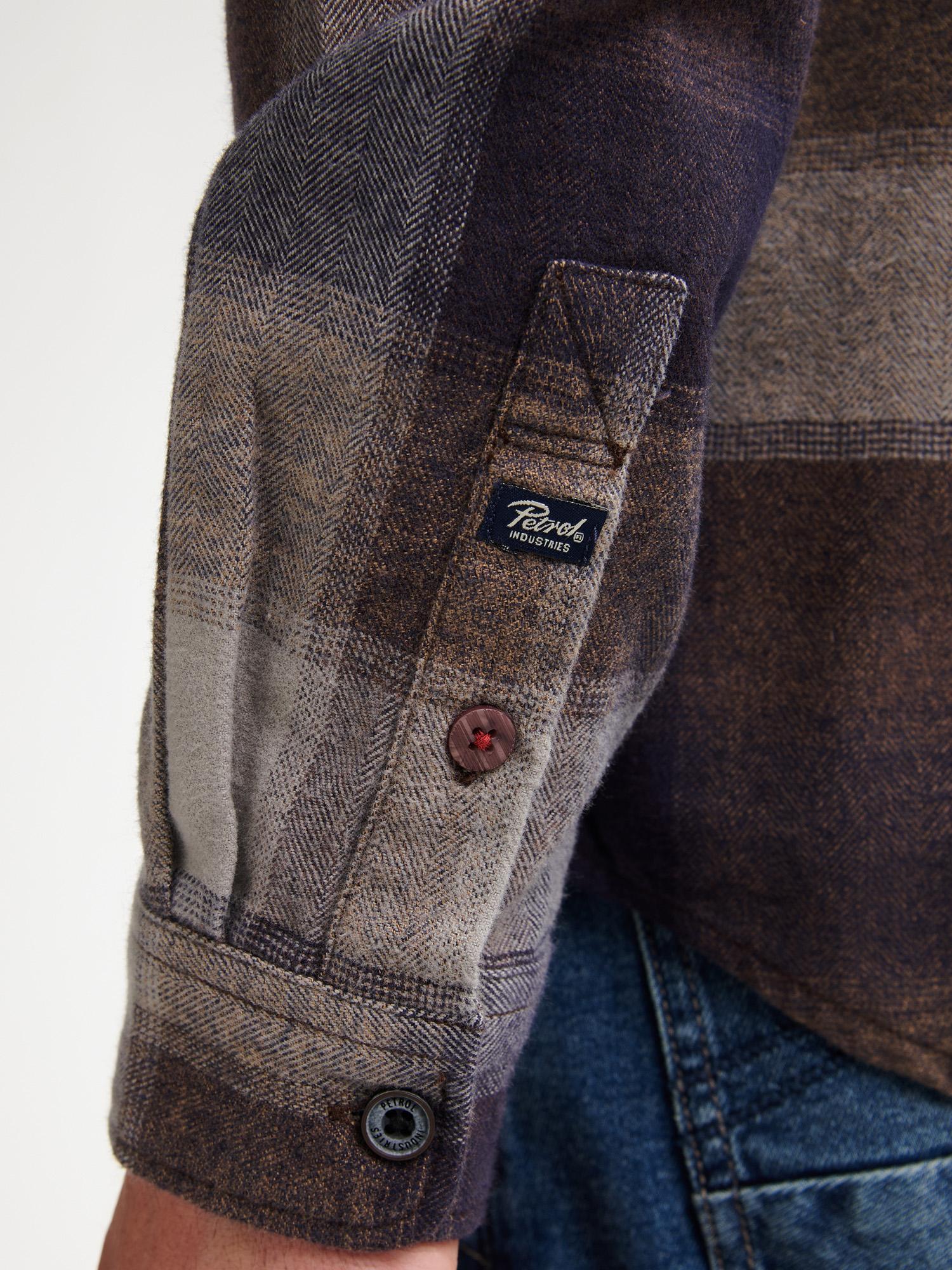 Camisa Cuadros Franela Fina Petrol Marron - Imagen 6