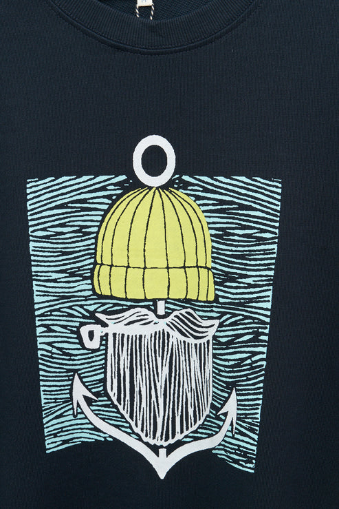 Batela Sudadera de algodón Terry y gráfico marinero Azul Marino