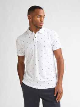Polo Piqué Estampado Petrol Industries Blanco